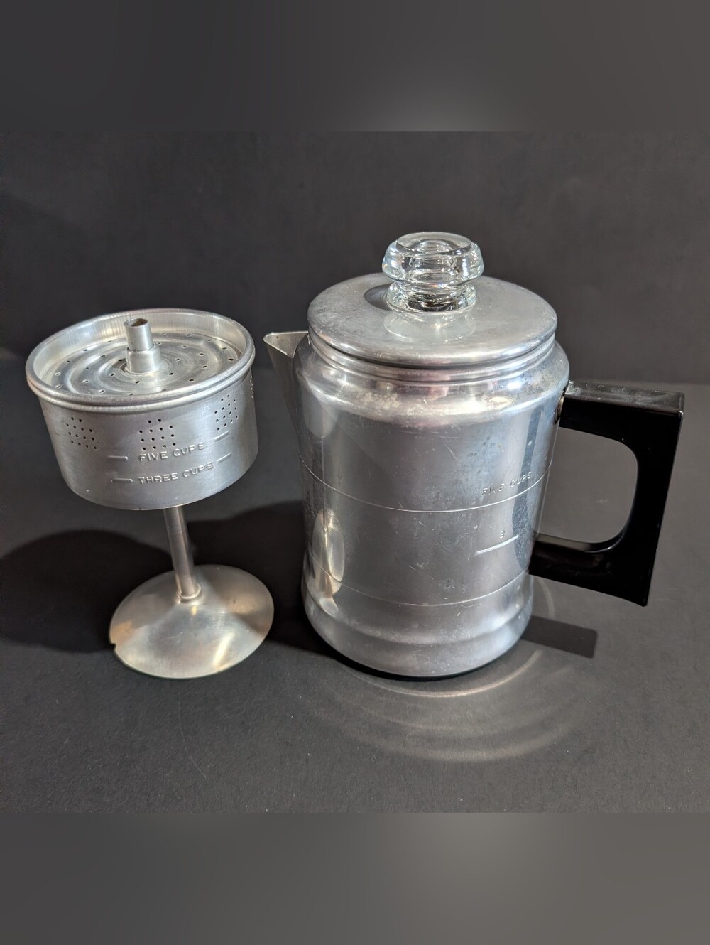 VTG Comet 5 Cup Aluminum Coffee Pot Percolator Insert And  Lid Camping RV